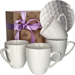 Kubek porcelanowy (4 szt.) 420 ml Lile Anemone P28975