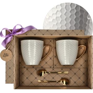 Kubek porcelanowy z łyżeczką (2 szt.) 420 ml Lile Anemone P28990