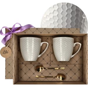 Kubek porcelanowy z łyżeczką (2 szt.) 420 ml Lile Anemone P28993