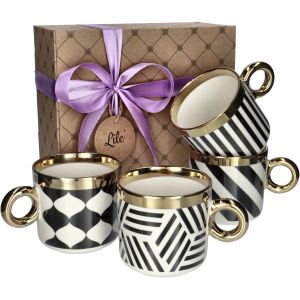 Kubek porcelanowy (4 szt.) 345 ml Lile Domino P29911